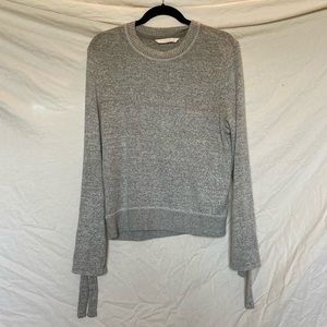 Grey tie sleeve sweater